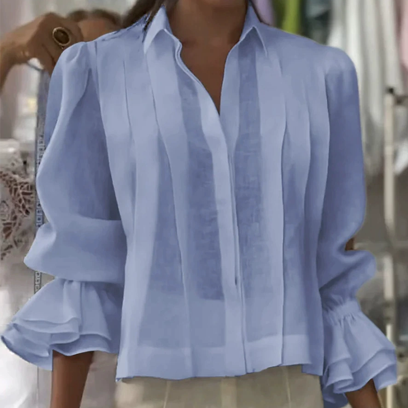【S-3XL】✨🌼Elegantiški marškiniai su raukiniais ir klostuotu raštu-LT