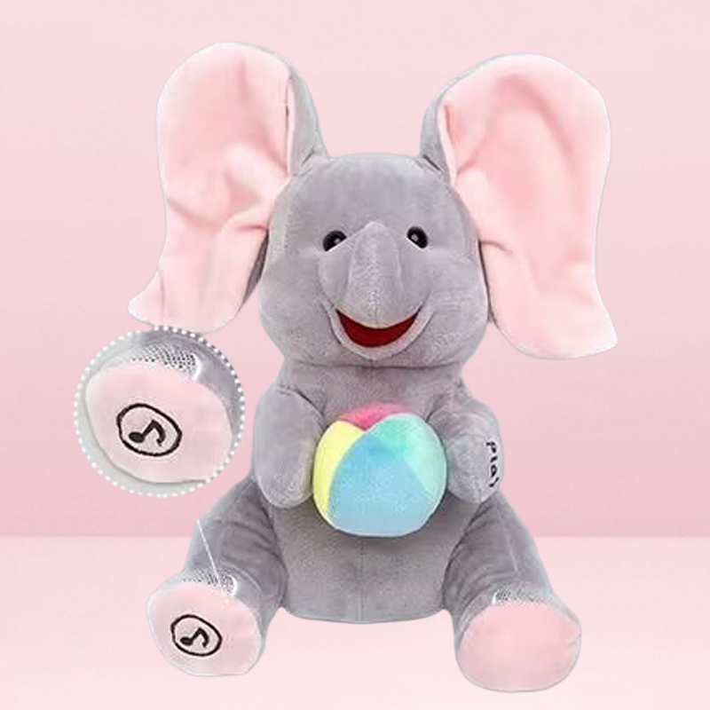 🎁🐘 Mielas pliušinis dramblio žaislas slėpynių žaidimui-LT