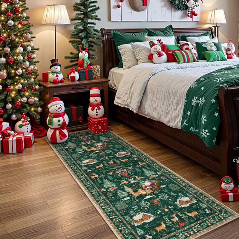 Una alfombra navideña suave y antideslizante para la decoración del hogar.-ES