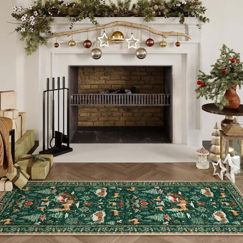 Una alfombra navideña suave y antideslizante para la decoración del hogar.-ES