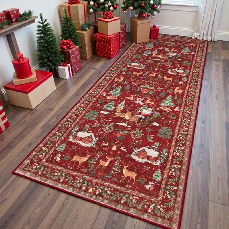 Una alfombra navideña suave y antideslizante para la decoración del hogar.-ES