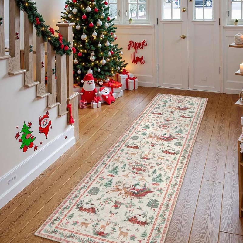 Una alfombra navideña suave y antideslizante para la decoración del hogar.-ES
