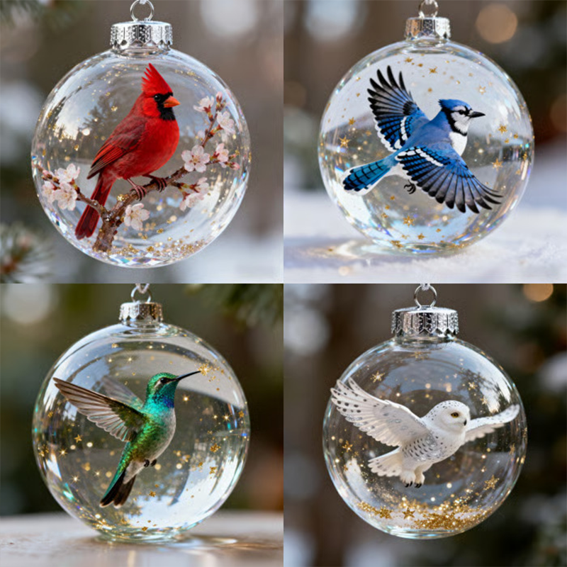 Adornos esféricos de cristal - Motivos animales hiperrealistas-ES