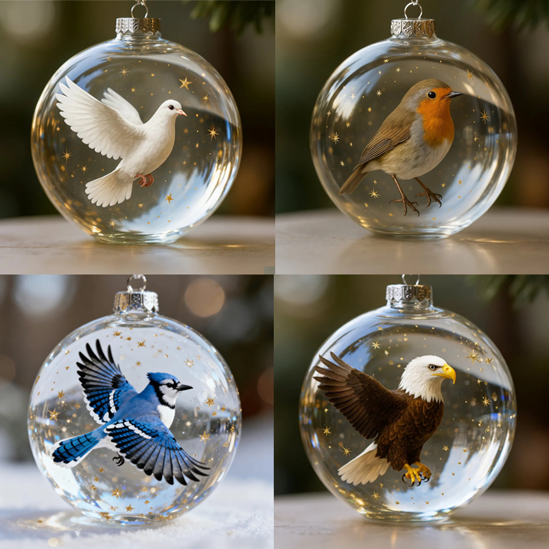 Adornos esféricos de cristal - Motivos animales hiperrealistas-ES