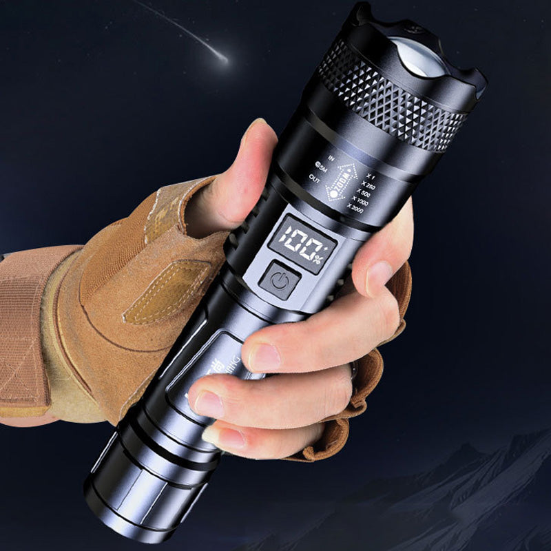 Linterna LED con luz potente y cuerpo retráctil-ES