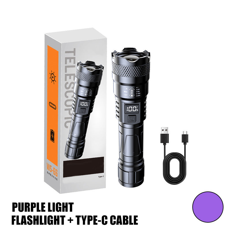 Linterna LED con luz potente y cuerpo retráctil-ES