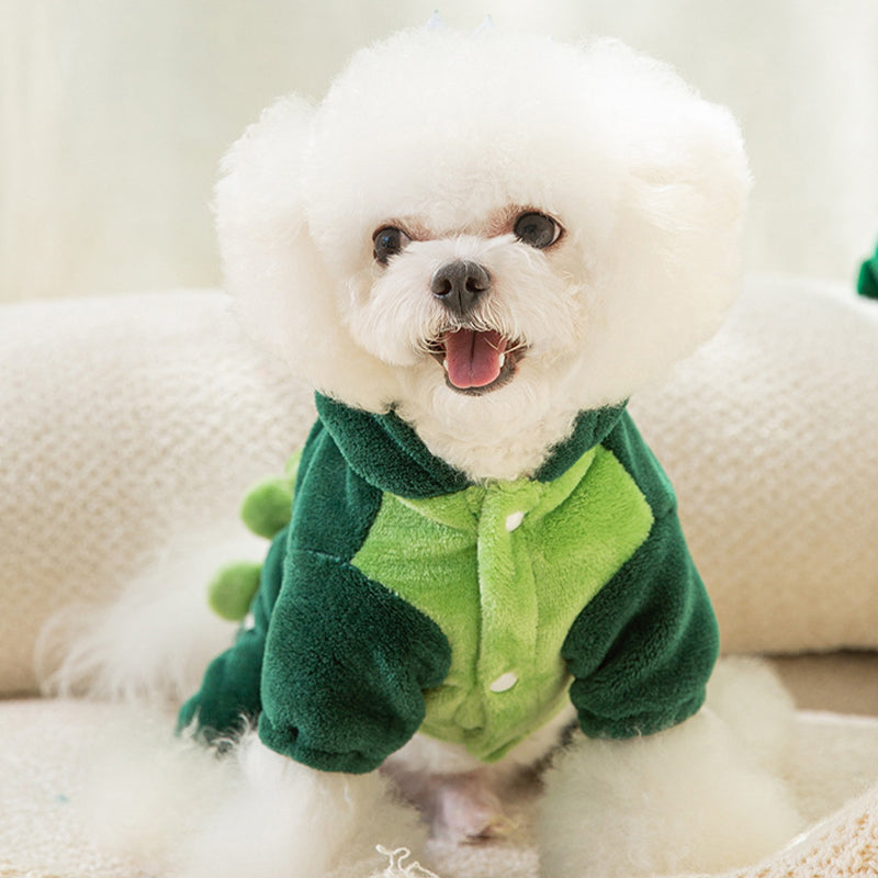 Topel plišasti kombinezon s kapuco in motivom dinozavrov-SI