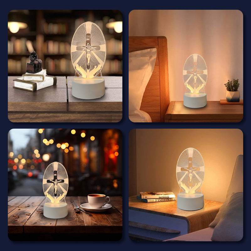 🌙 Paz y fe en una sola luz: lámpara de noche 3D con Jesús-ES