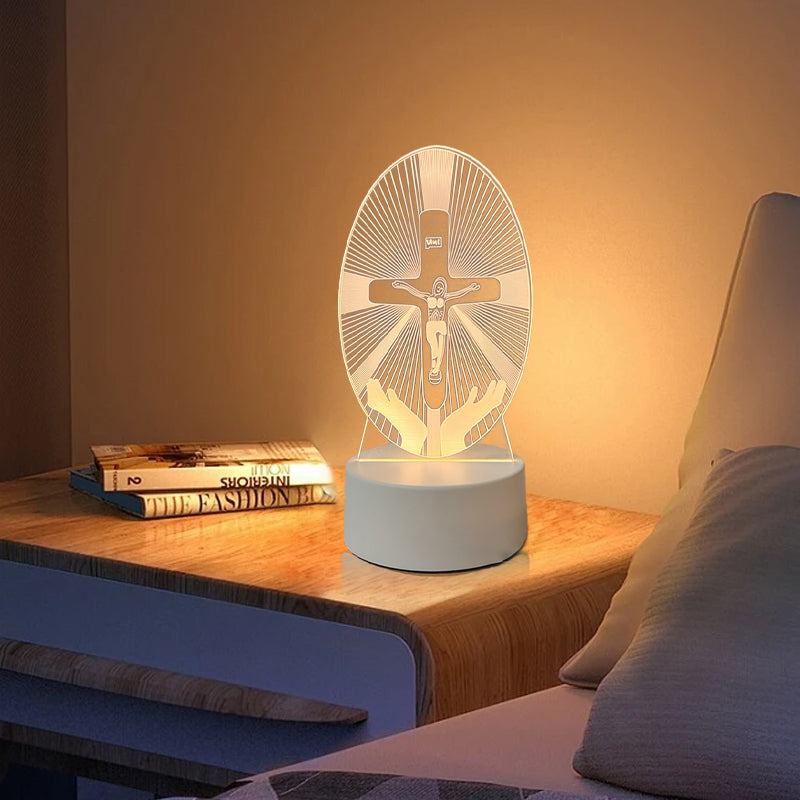 🌙 Paz y fe en una sola luz: lámpara de noche 3D con Jesús-ES