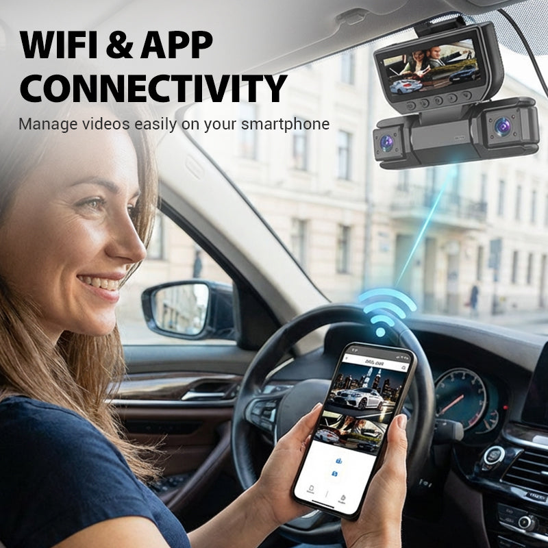 🚗 Keturių kanalų automobilio kamera su WiFi ryšiu ir naktinio matymo funkcija📹-LT