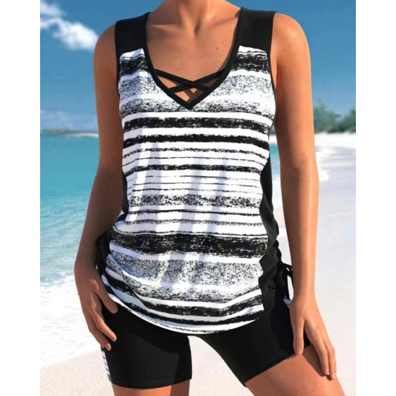 👙S-3XL🏖️Ženske vzorčaste dvodelne kopalke tankini-SI
