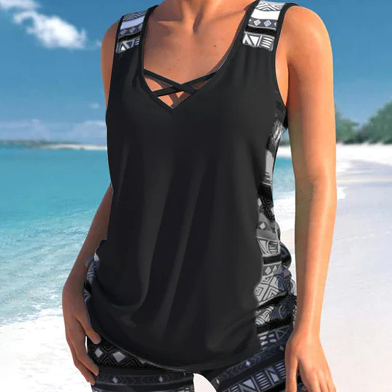 👙S-3XL🏖️Ženske vzorčaste dvodelne kopalke tankini-SI