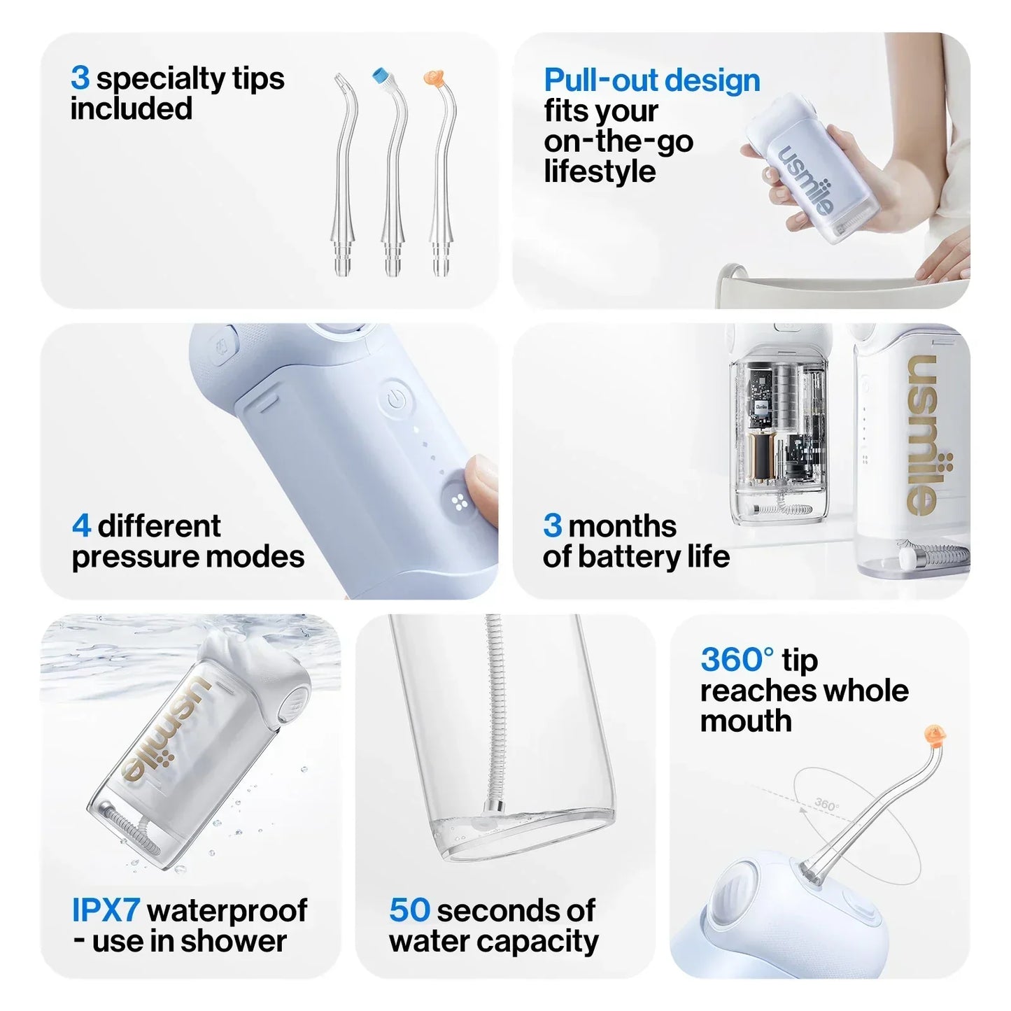 Irrigador dental portátil Usmile C10-ES